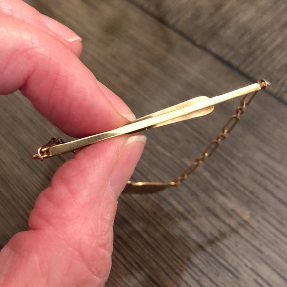 Vintage 14k Gold Tie Clip Chain & Initials “CPW” - Picture 5 of 14